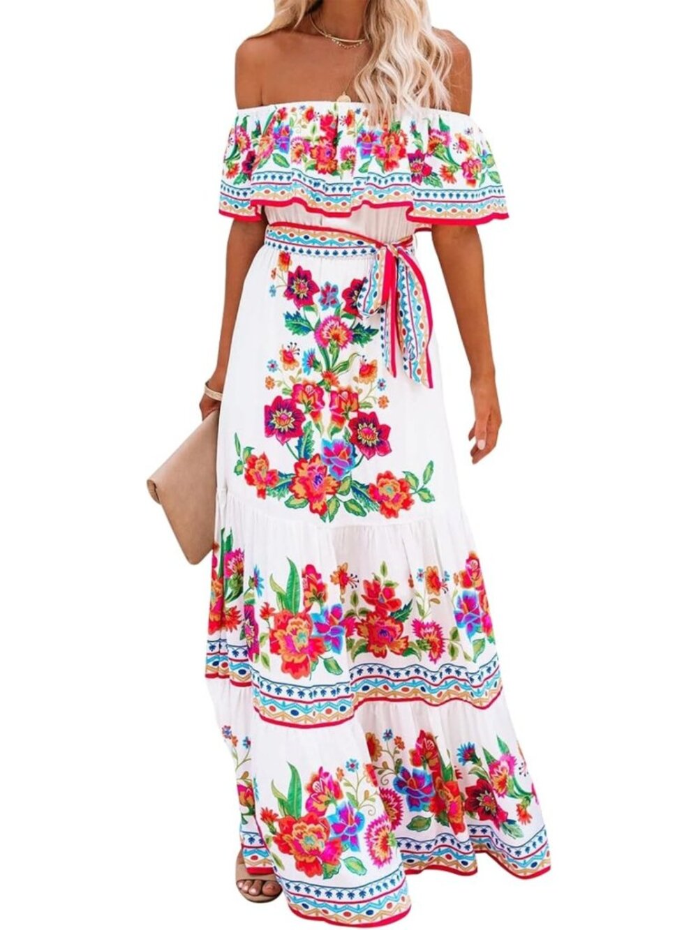 Floral Off-Shoulder Maxi Dress for Women | Summer Casual Party Sundress